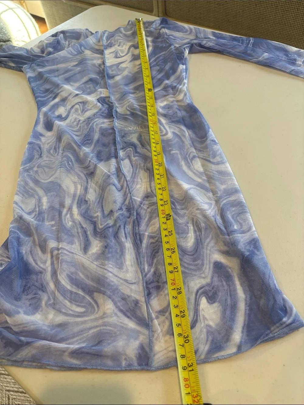 Naked Wardrobe Swim - Back on the Low Cover up dress. sheer blue. Medium. NWT